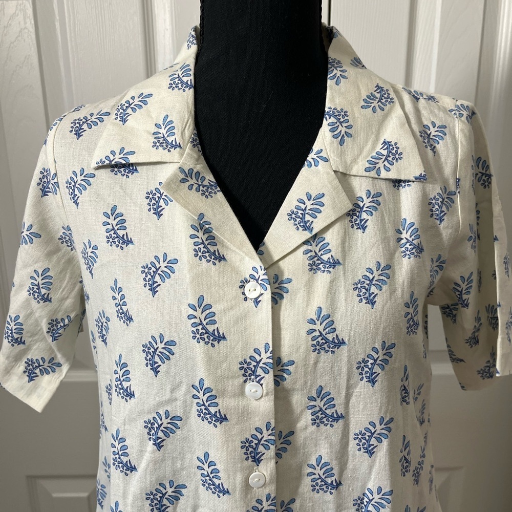 Janasya Printed Midi Dress Ivory Blue Floral Size XS - Picture 4 of 7